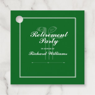 Classic Retirement Golf Clubs Theme Green White Favor Tags
