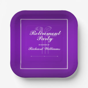 Classic Retirement Golf Clubs Theme Purple White Paper Plates