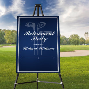 Classic Retirement Golf Theme Blue White Foam Board