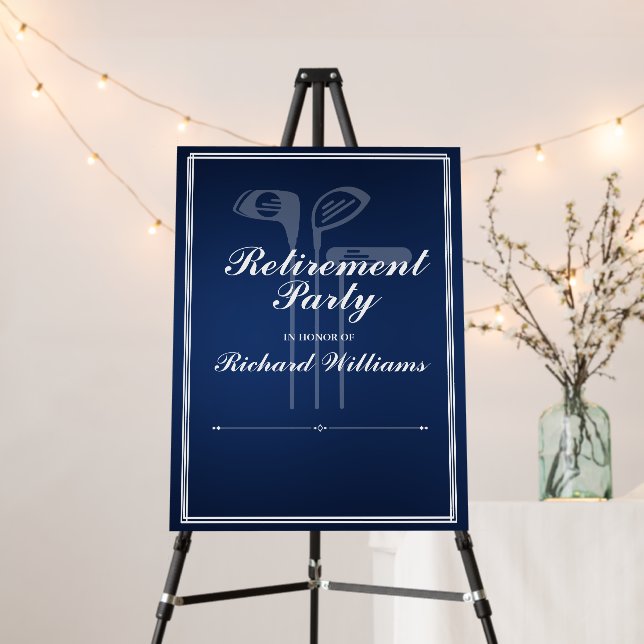Classic Retirement Golf Theme Blue White Foam Board (In Situ (Stand))
