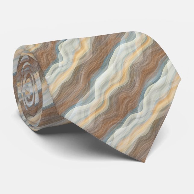 Classic Retro Abstract Artistic Waves Art Pattern Neck Tie (Rolled)