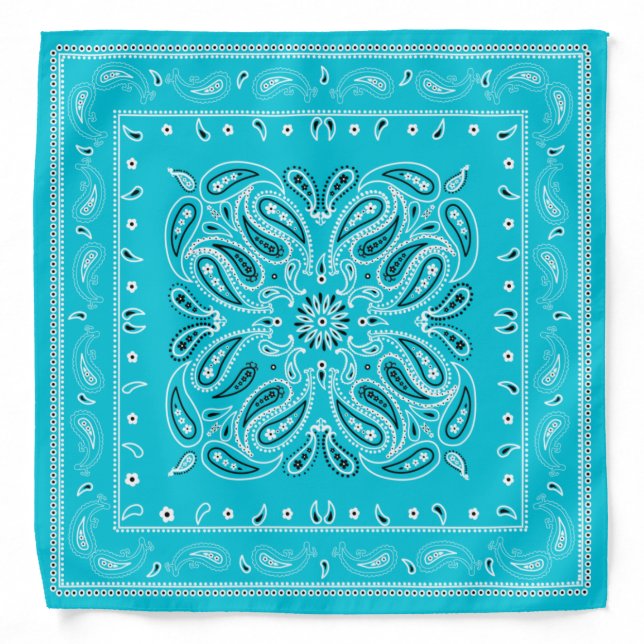 Classic Retro Baby Blue Boho Bandana (Front)