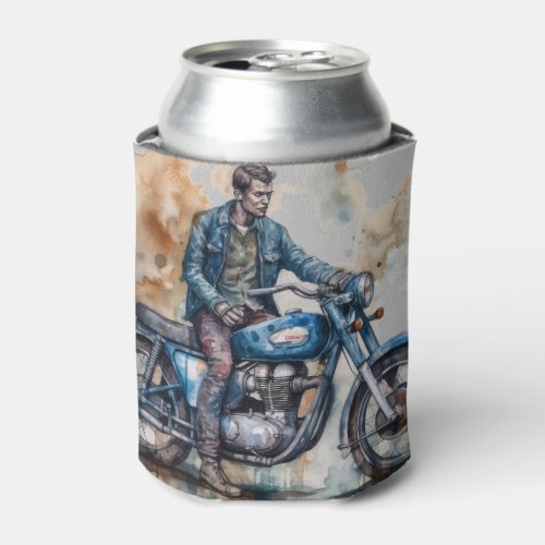 Classic Retro Biker Motif Graphic Print Can Cooler