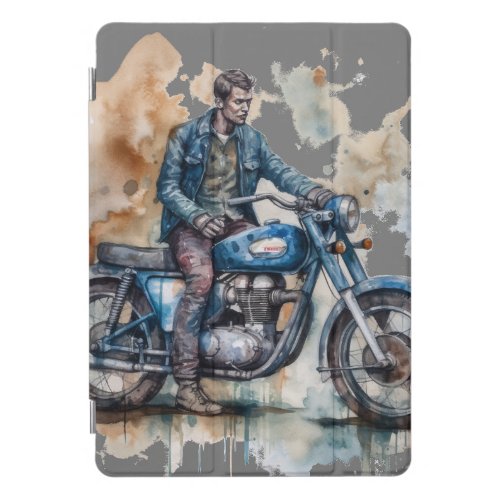 Classic Retro Biker Motif Graphic Print iPad Pro Cover