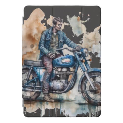 Classic Retro Biker Motif Graphic Print iPad Pro Cover