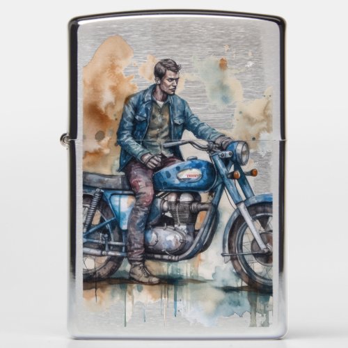 Classic Retro Biker Motif Graphic Print Zippo Lighter