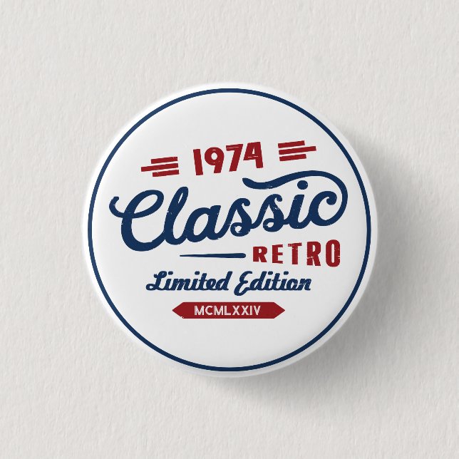 Classic Retro Birthday Gift | Personalized Button (Front)