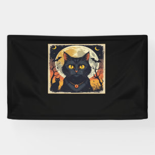 Classic Retro Black Cat Halloween T-Shirt Classic Banner