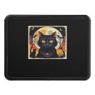 Classic Retro Black Cat Halloween T-Shirt Classic Hitch Cover