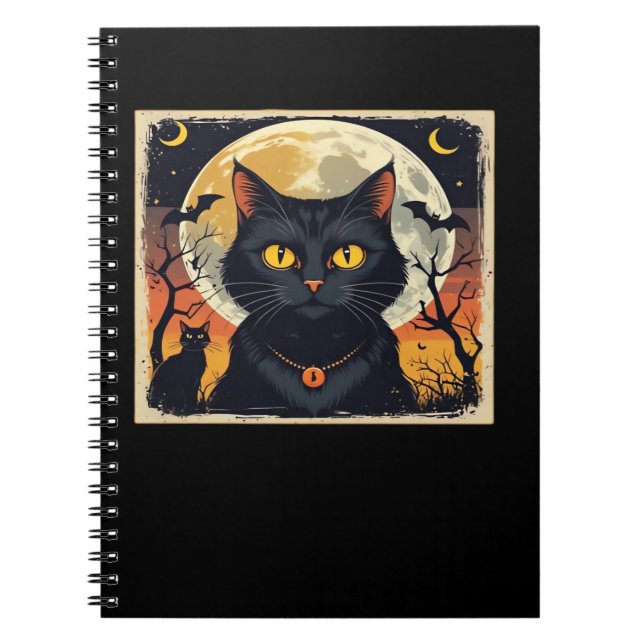 Classic Retro Black Cat Halloween T-Shirt Classic  Notebook (Front)