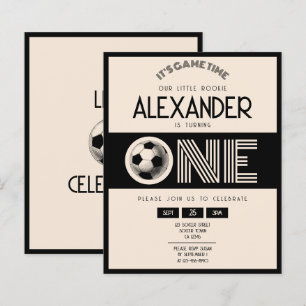Classic Retro Black Soccer Budget 1st Birthday