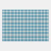 Classic Retro Blue And Grey Plaid Patterns Wrapping Paper Sheets (Front 3)