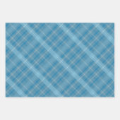 Classic Retro Blue And Grey Plaid Patterns Wrapping Paper Sheets (Front 2)