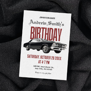 Classic Retro car birthday Invitation
