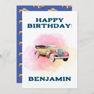 Classic Retro Car Custom Birthday Card
