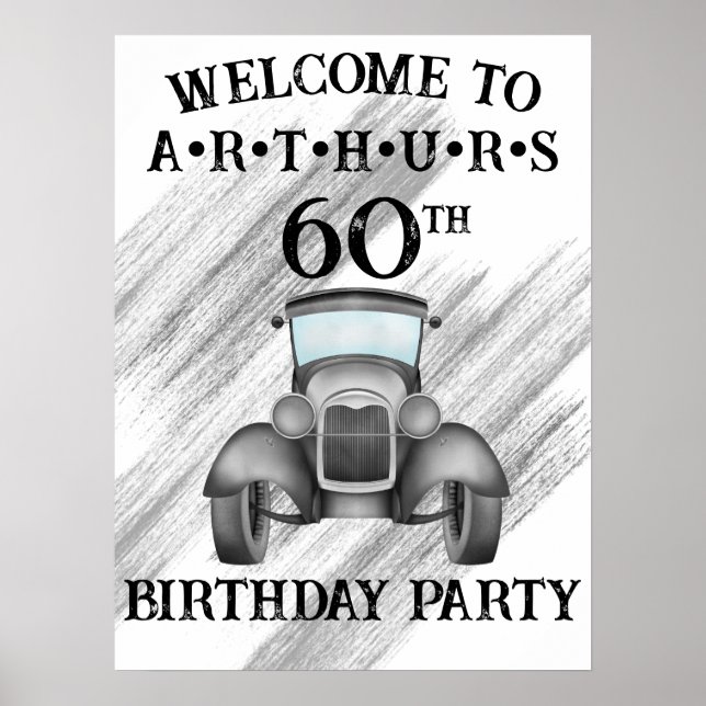 Classic Retro Car Vintage Watercolour Welcome Poster (Front)