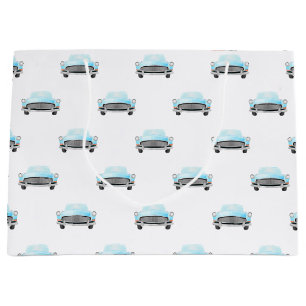 Classic Retro Cars Vintage Watercolour Pattern Large Gift Bag