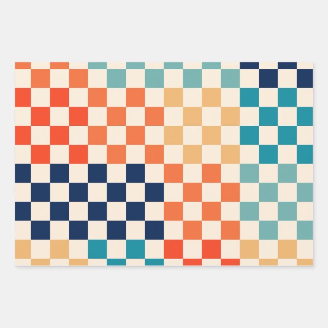 Classic Retro Checkered Checkerboard Pattern A Wrapping Paper Sheets (Front)