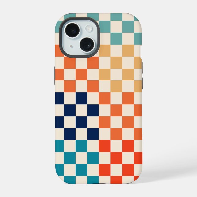 Classic Retro Checkered Checkerboard Pattern C Iphone Case (Back)