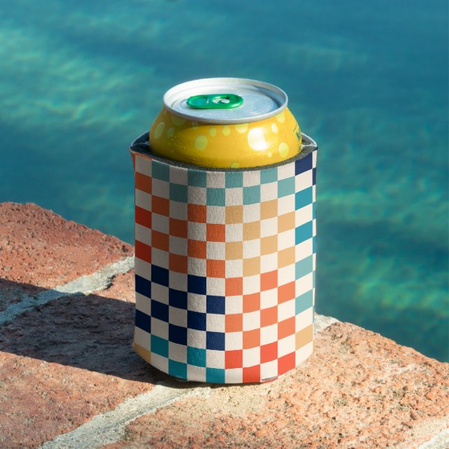 Classic Retro Checkered Checkerboard Pattern Can Cooler (In Situ Pool)