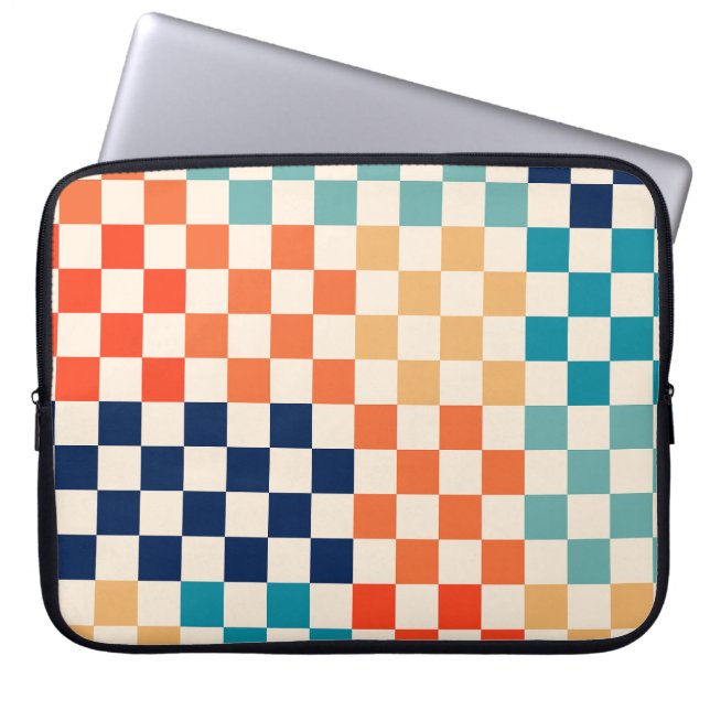 Classic Retro Checkered Checkerboard Pattern Laptop Sleeve (Front)