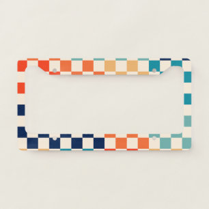 Classic Retro Checkered Checkerboard Pattern License Plate Frame