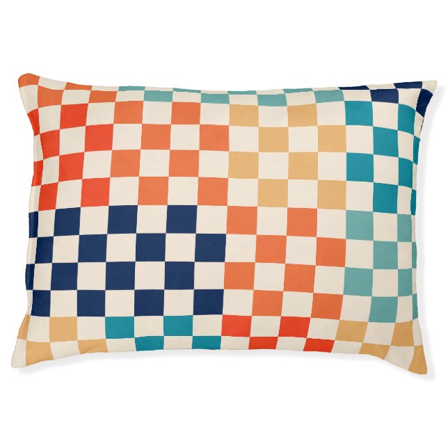 Classic Retro Checkered Checkerboard Pattern Pet Bed (Front)