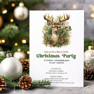 Classic retro Christmas deer party invitation