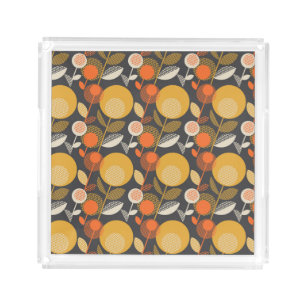 Classic Retro Floral Pattern Acrylic Tray