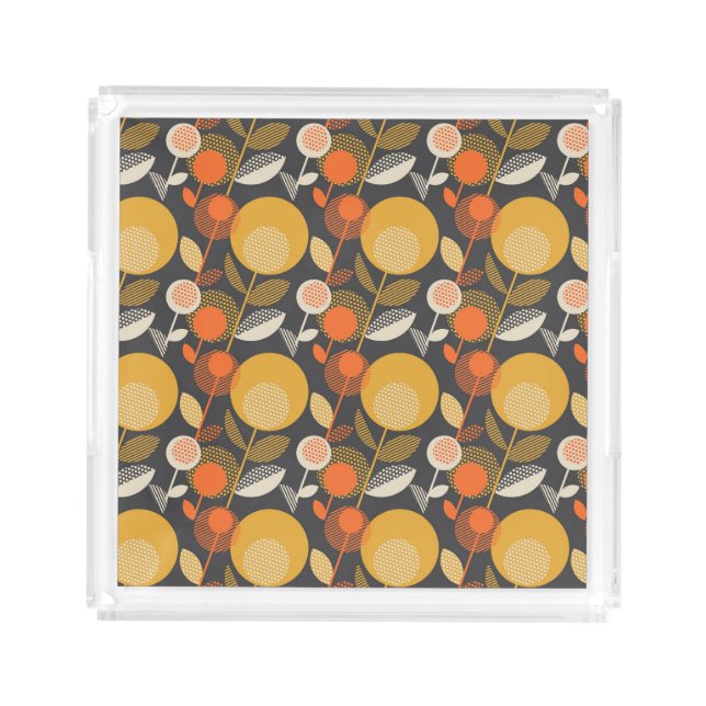 Classic Retro Floral Pattern Acrylic Tray (Front)