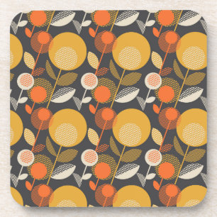 Classic Retro Floral Pattern Beverage Coaster