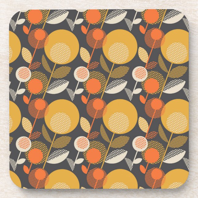 Classic Retro Floral Pattern Beverage Coaster (Front)