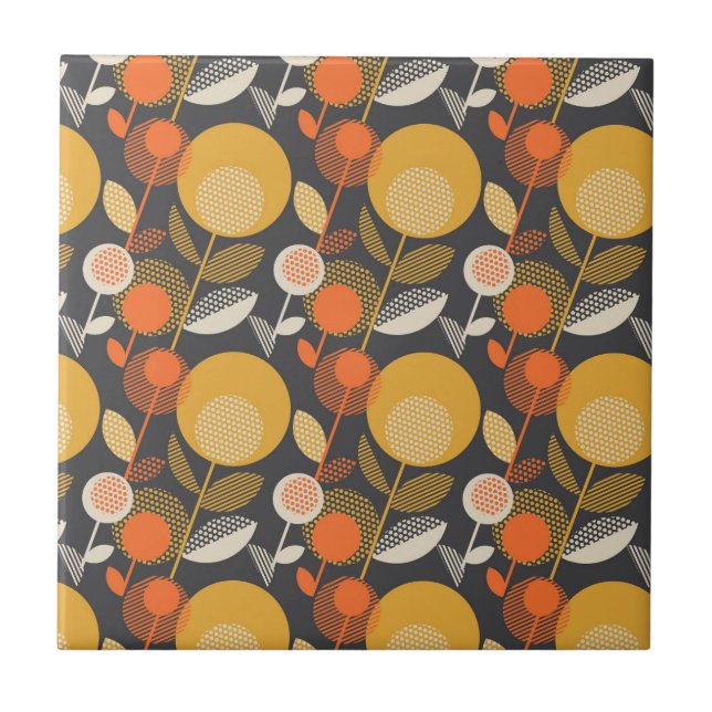 Classic Retro Floral Pattern Ceramic Tile (Front)