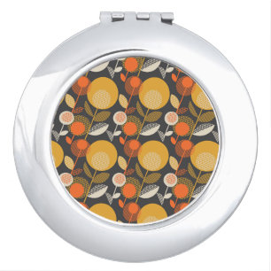 Classic Retro Floral Pattern Compact Mirror