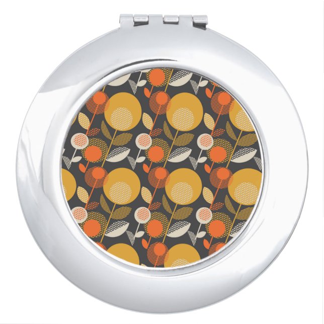 Classic Retro Floral Pattern Compact Mirror (Front)