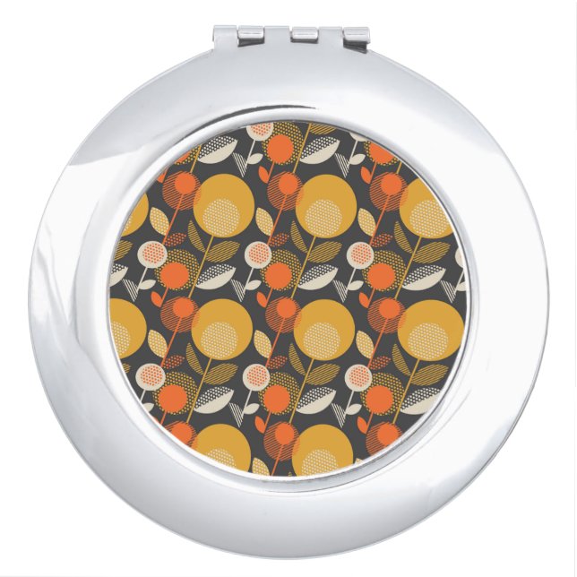 Classic Retro Floral Pattern Compact Mirror (Front)
