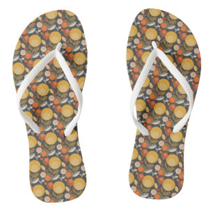 Classic Retro Floral Pattern Flip Flops