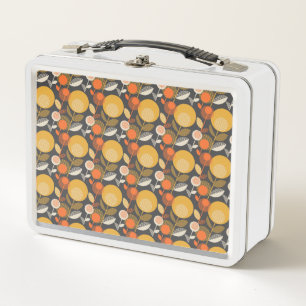 Classic Retro Floral Pattern Metal Lunch Box