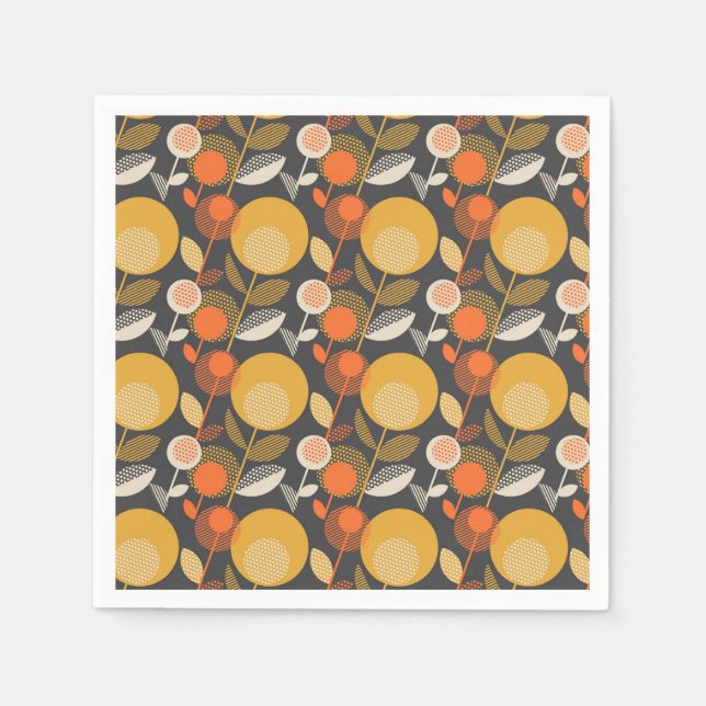 Classic Retro Floral Pattern Napkins (Front)