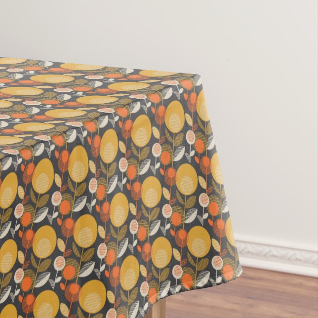 Classic Retro Floral Pattern Tablecloth (In Situ)