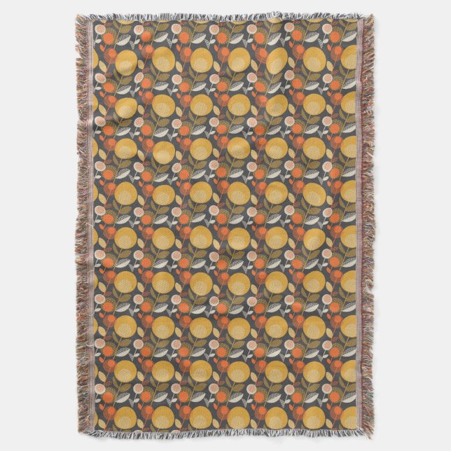 Classic Retro Floral Pattern Throw Blanket (Front Vertical)