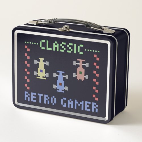 Classic Retro Gamer Pixel Race Metal Lunch Box