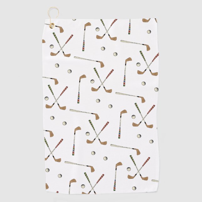 Classic Retro Golf Golfer Club Ball Pattern   Golf Towel (Front)