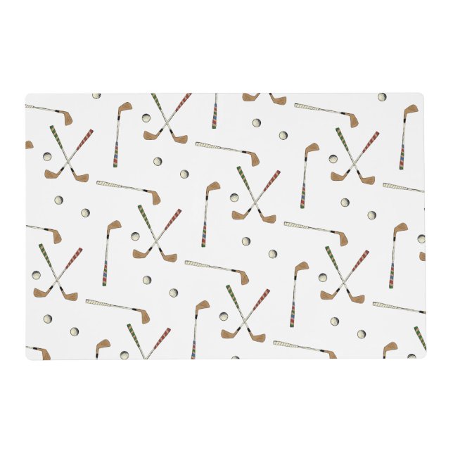 Classic Retro Golf Golfer Club Ball Pattern  Placemat (Front)