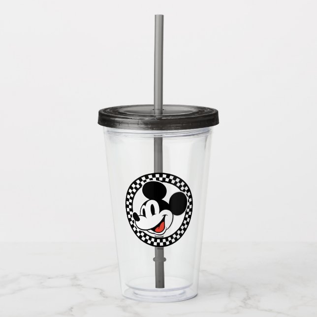 Classic Retro Mickey Mouse Checkered Acrylic Tumbler (Front)