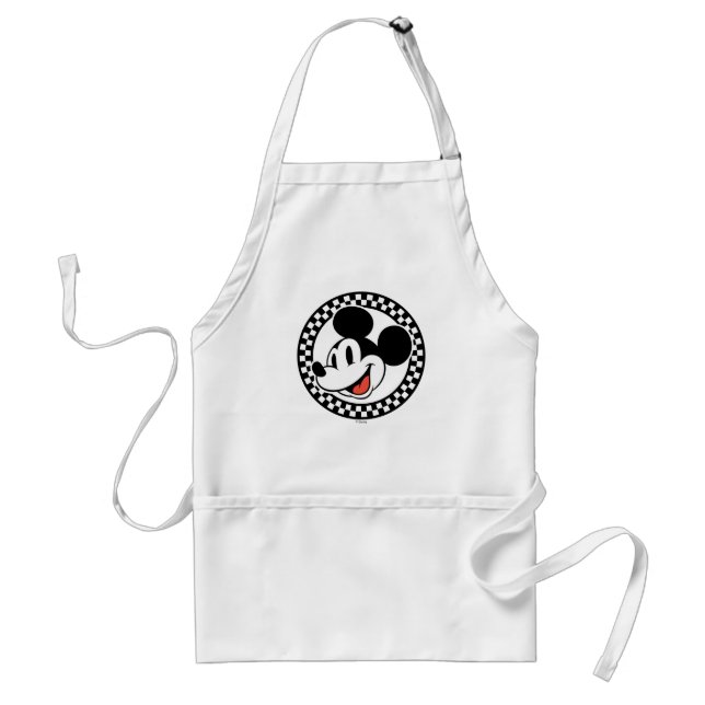 Classic Retro Mickey Mouse Checkered Adult Apron (Front)