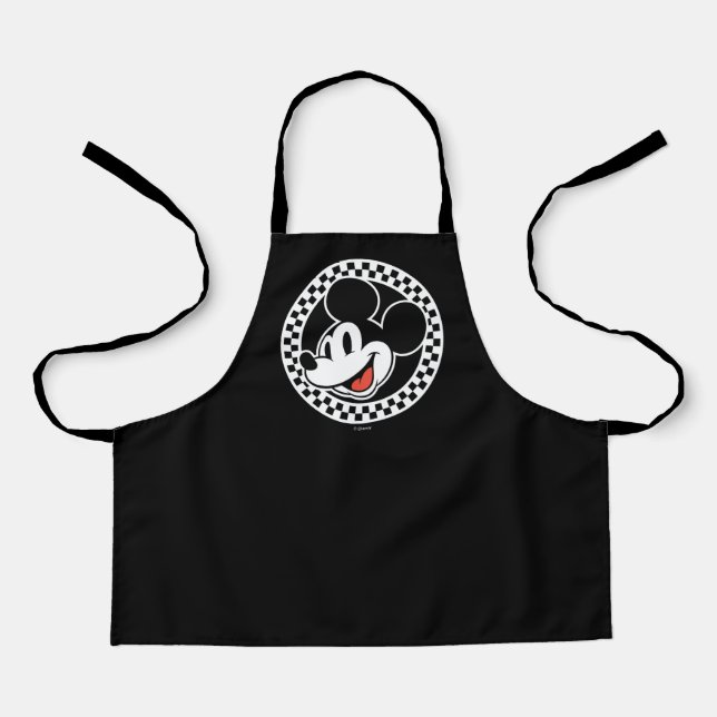 Classic Retro Mickey Mouse Checkered Apron (Front)