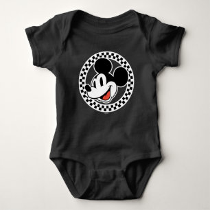 Classic Retro Mickey Mouse Checkered Baby Bodysuit