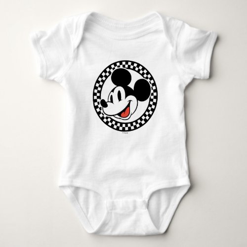 Classic Retro Mickey Mouse Checkered Baby Bodysuit