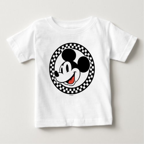 Classic Retro Mickey Mouse Checkered Baby T_Shirt